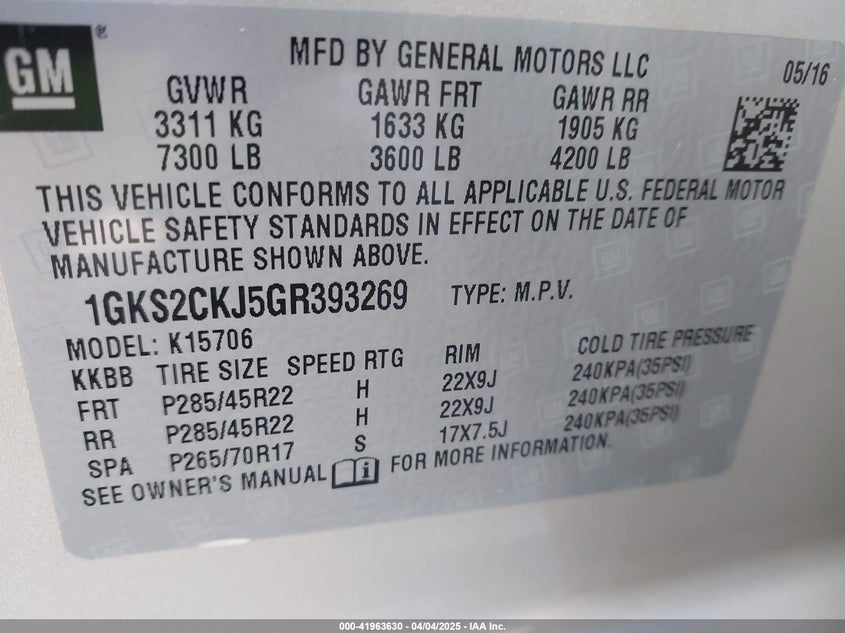 2016 GMC YUKON DENALI - 1GKS2CKJ5GR393269