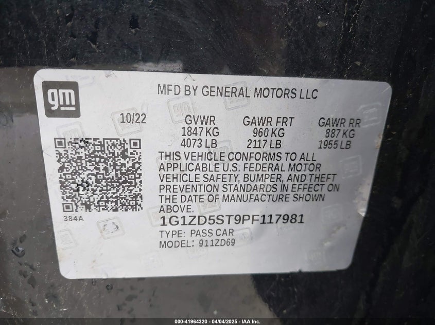 2023 CHEVROLET MALIBU FWD 1LT - 1G1ZD5ST9PF117981