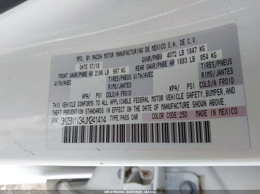 2018 MAZDA MAZDA3 TOURING - 3MZBN1V34JM241414
