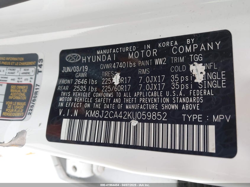 2019 HYUNDAI TUCSON SE - KM8J2CA42KU059852