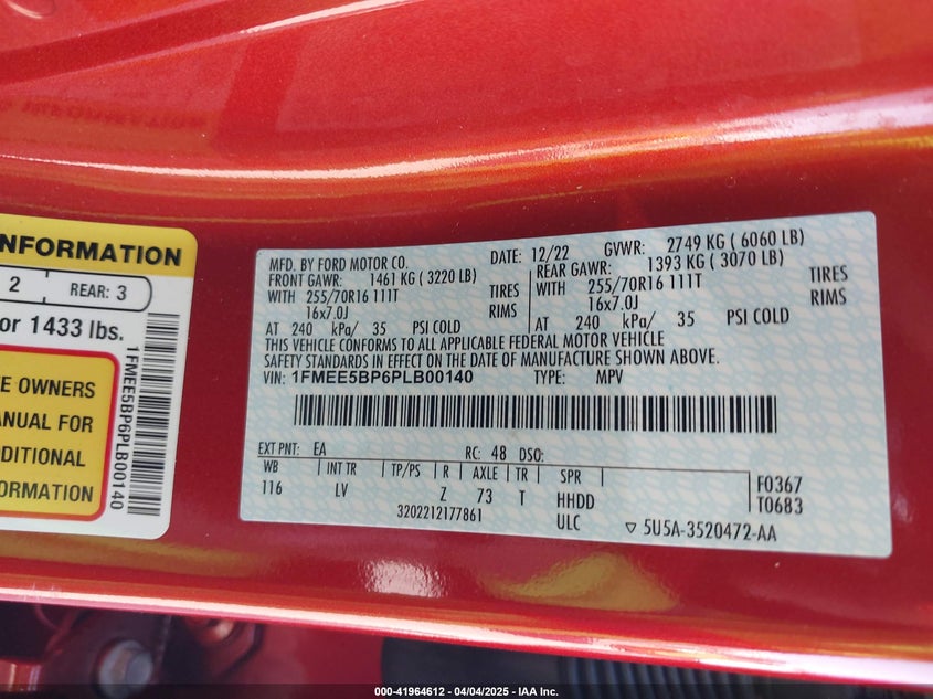 2023 FORD BRONCO - 1FMEE5BP6PLB00140