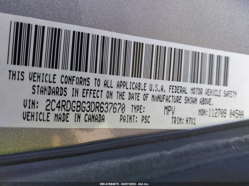 2013 DODGE GRAND CARAVAN SE - 2C4RDGBG3DR637670