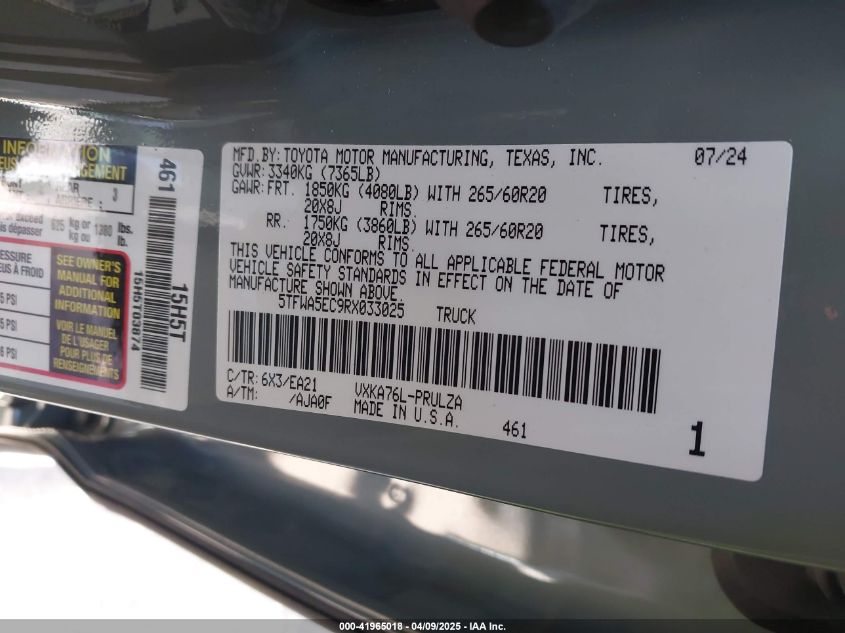 2024 Toyota Tundra - 5TFWA5EC9RX033025