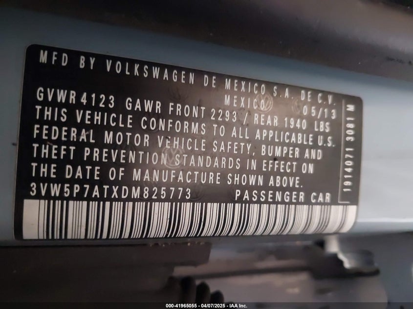 2013 VOLKSWAGEN BEETLE 2.5L - 3VW5P7ATXDM825773