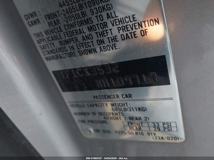 1992 Subaru Svx Lsl VIN: JF1CX3532NH109717 Lot: 41965107