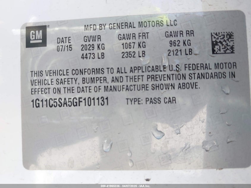 2016 CHEVROLET MALIBU LIMITED LT - 1G11C5SA5GF101131