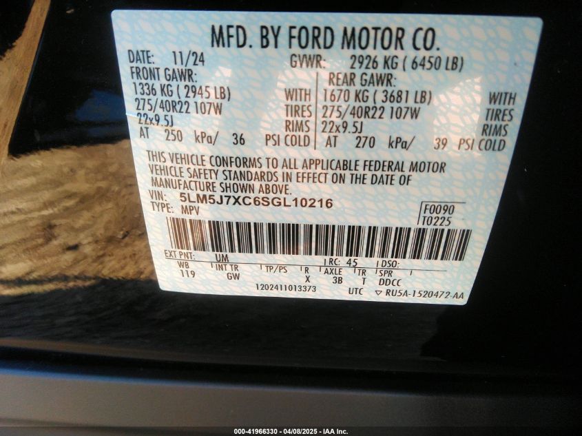 2025 Lincoln Aviator - 5LM5J7XC6SGL10216