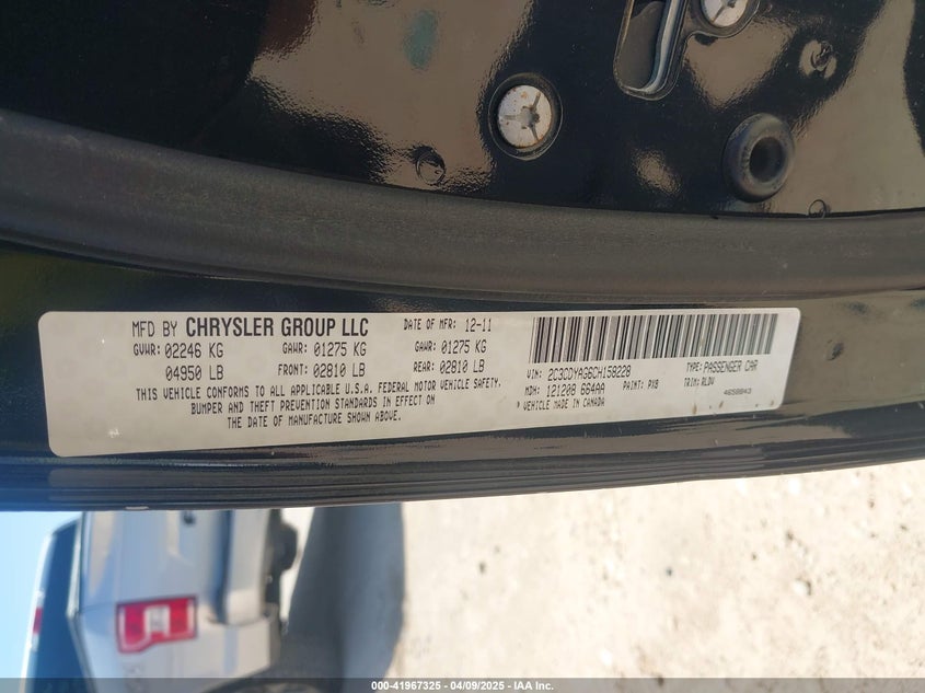 2012 DODGE CHALLENGER VIN: 2C3CDYAG6CH158228