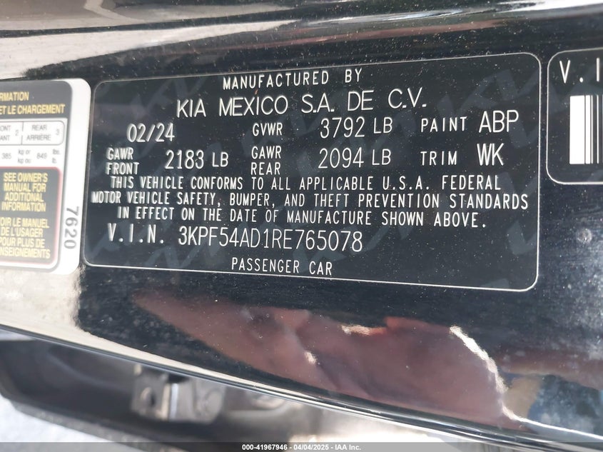 2024 KIA FORTE GT LINE - 3KPF54AD1RE765078