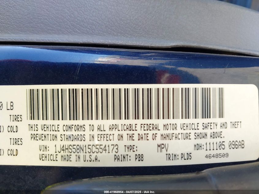 2005 Jeep Grand Cherokee Limited VIN: 1J4HS58N15C554173 Lot: 41968954