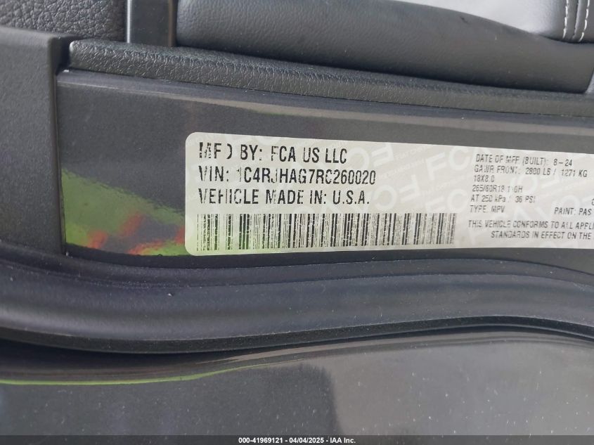 2024 Jeep Grand Cherokee Altitude X VIN: 1C4RJHAG7RC260020 Lot: 41969121