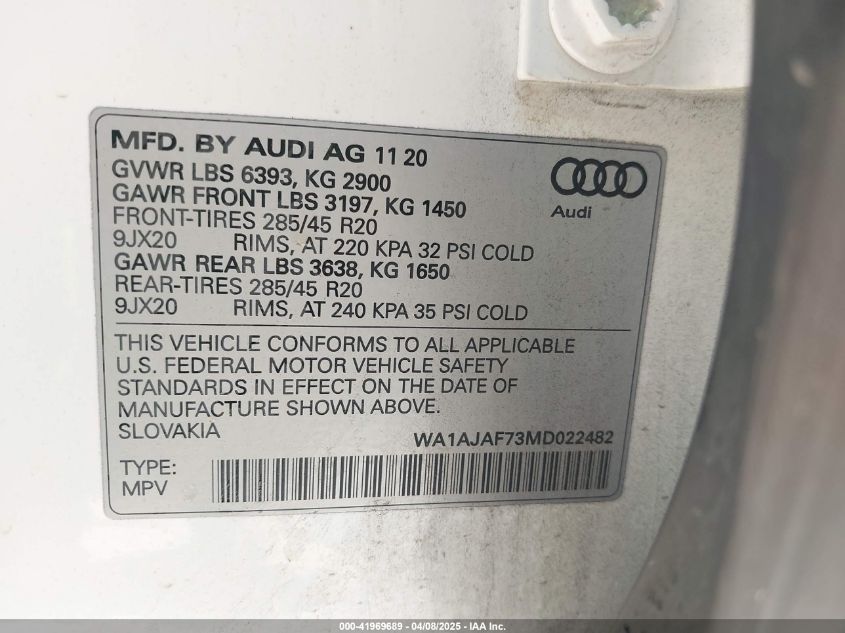 2021 Audi Q7 - WA1AJAF73MD022482