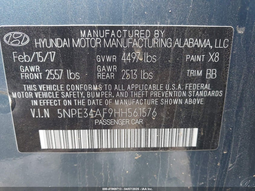 2017 HYUNDAI SONATA SPORT - 5NPE34AF9HH561576