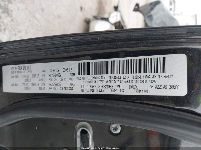 2015 RAM 1500 BIG HORN - 1C6RR7LT5FS621993