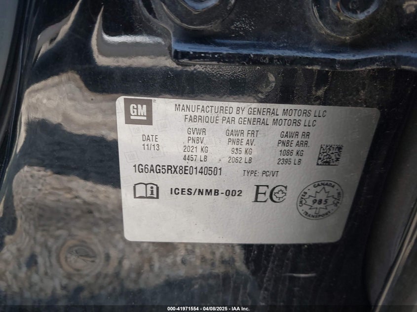 2014 CADILLAC ATS STANDARD - 1G6AG5RX8E0140501