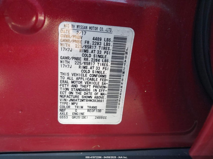 2017 NISSAN ROGUE S - JN8AT2MT8HW393691