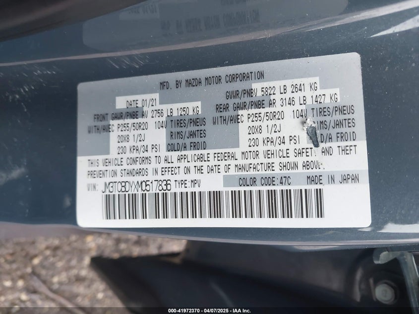 2021 MAZDA CX-9 CARBON EDITION - JM3TCBDYXM0517836