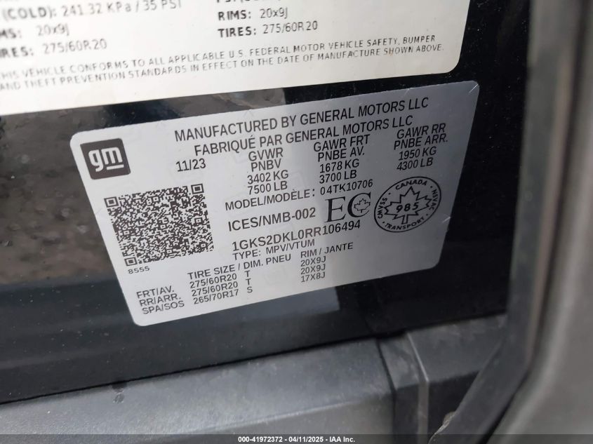 2024 GMC Yukon - 1GKS2DKL0RR106494