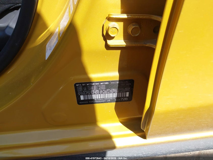 2024 MITSUBISHI MIRAGE VIN: ML32AUHJ3RH029570