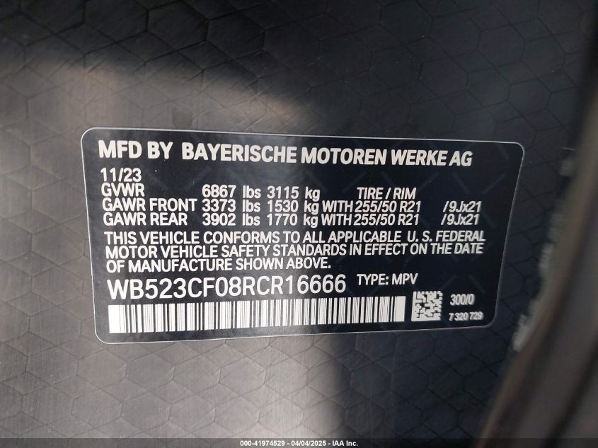 2024 BMW iX - WB523CF08RCR16666