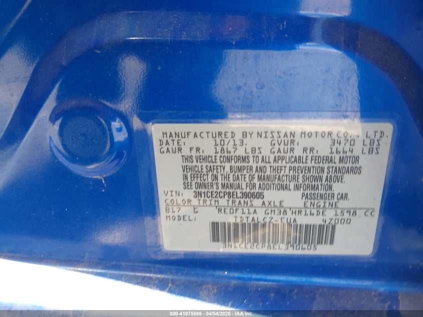 2014 NISSAN VERSA NOTE VIN: 3N1CE2CP8EL390605