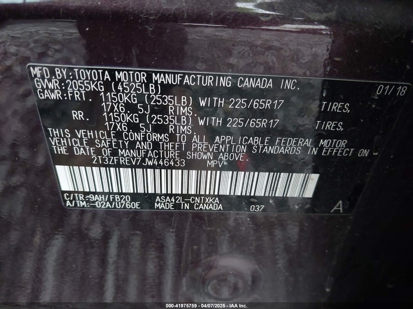 2018 TOYOTA RAV4 LE - 2T3ZFREV7JW446433