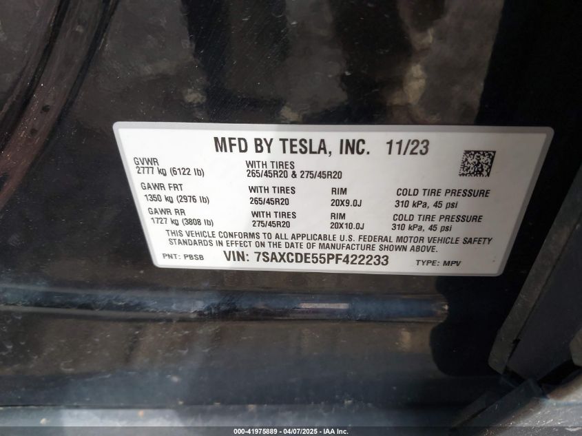 2023 Tesla Model X - 7SAXCDE55PF422233