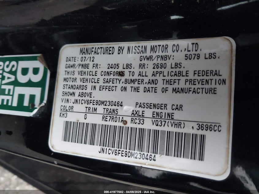 2013 INFINITI G37 - JN1CV6FE9DM230464