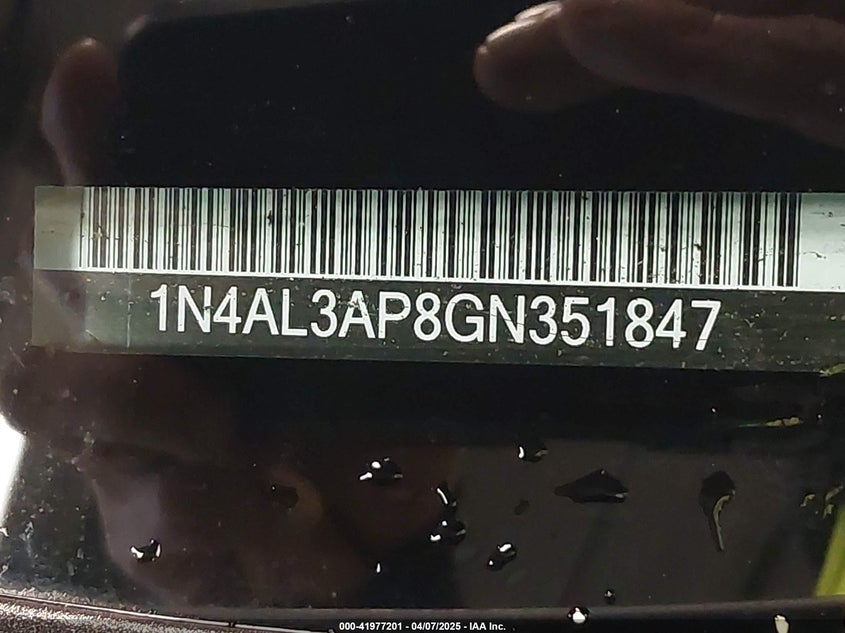 2016 NISSAN ALTIMA VIN: 1N4AL3AP8GN351847