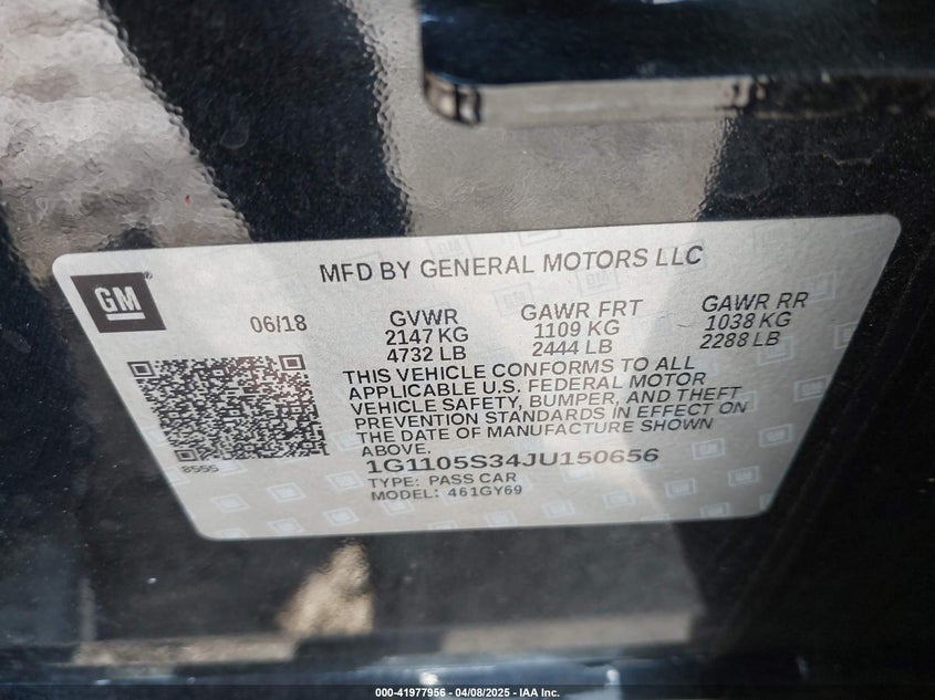 2018 CHEVROLET IMPALA LT - 1G1105S34JU150656