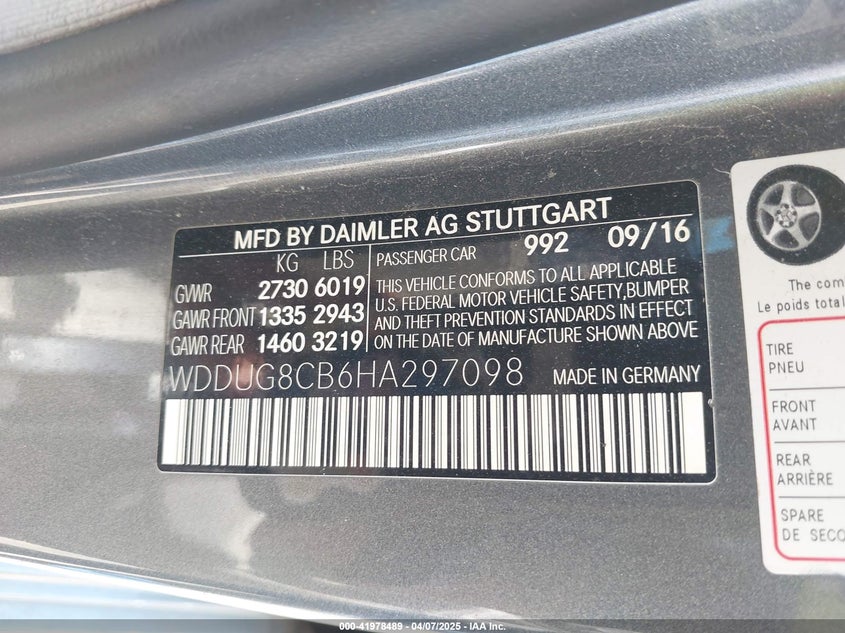2017 MERCEDES-BENZ S 550 VIN: WDDUG8CB6HA297098