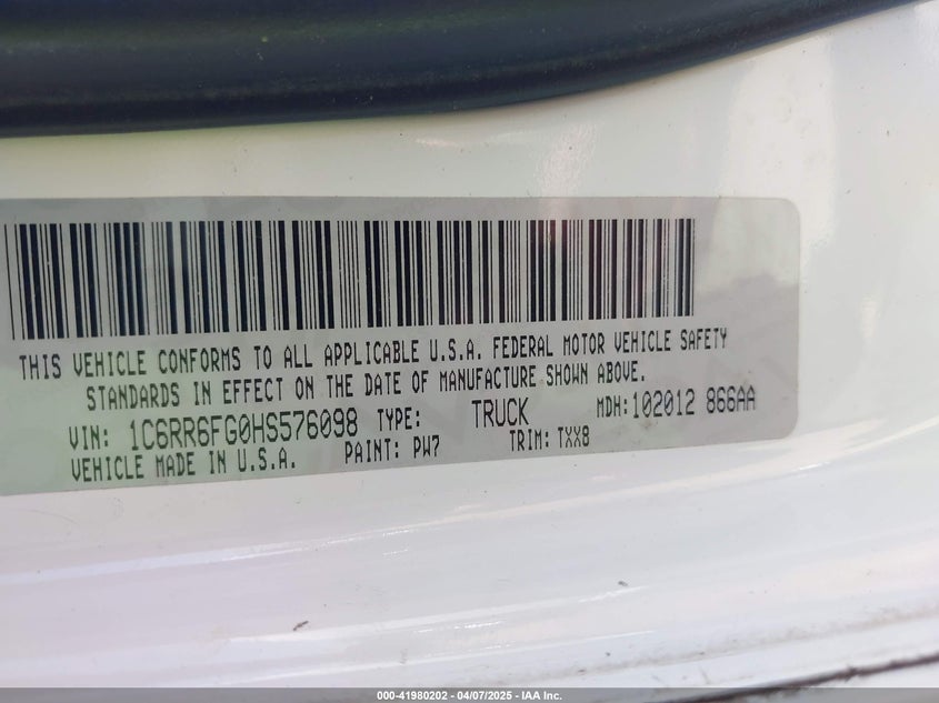 2017 RAM 1500 TRADESMAN  4X2 6'4 BOX - 1C6RR6FG0HS576098