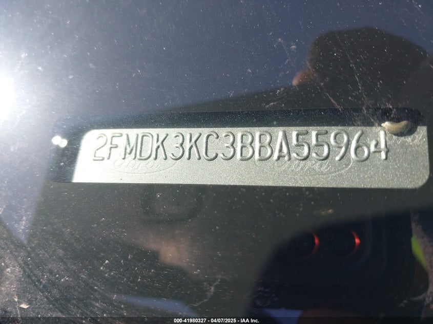 2011 FORD EDGE VIN: 2FMDK3KC3BBA55964
