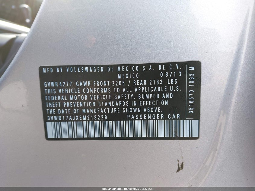 2014 VOLKSWAGEN JETTA SE - 3VWD17AJXEM213229