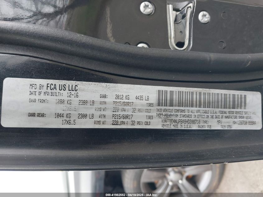 2017 Jeep Patriot Sport Se Fwd VIN: 1C4NJPBA9HD208710 Lot: 41982552