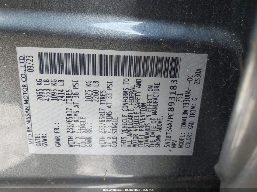 2023 NISSAN ROGUE S FWD - 5N1BT3AA7PC893183