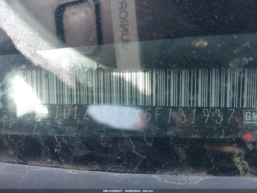 2006 CHEVROLET MALIBU VIN: 1G1ZS51886F131937