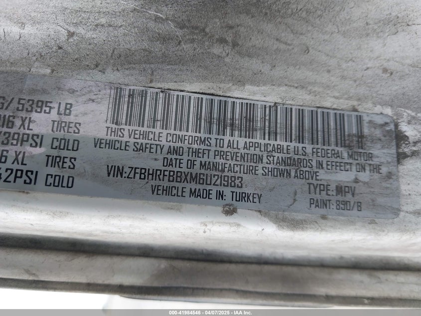 2021 RAM PROMASTER CITY TRADESMAN SLT - ZFBHRFBBXM6U21983