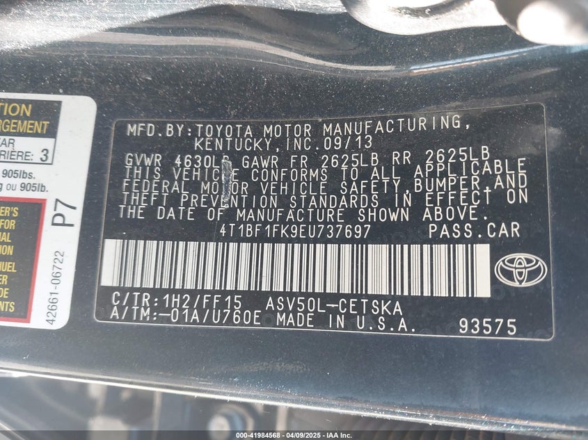 2014 TOYOTA CAMRY SE - 4T1BF1FK9EU737697