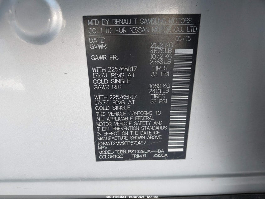 2015 NISSAN ROGUE S - KNMAT2MV9FP571497