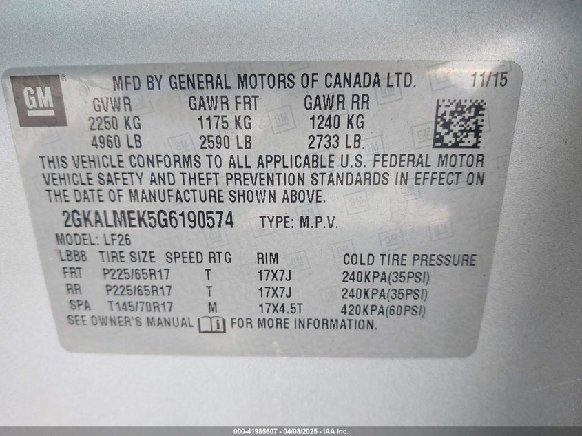 2016 GMC TERRAIN SLE-1 - 2GKALMEK5G6190574