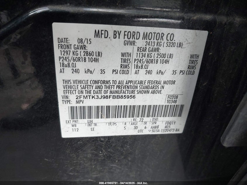 2015 FORD EDGE SEL - 2FMTK3J98FBB85956