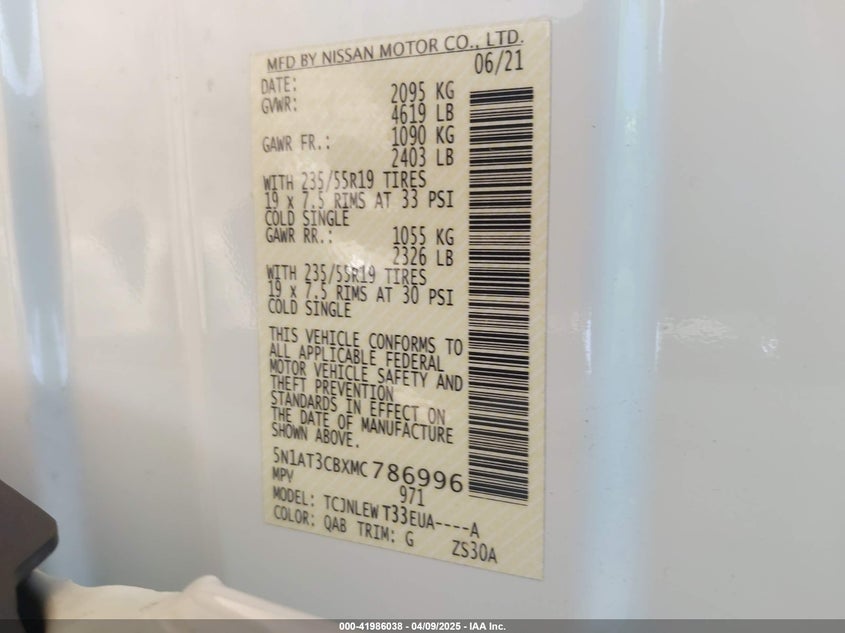 2021 NISSAN ROGUE SL - 5N1AT3CBXMC786996