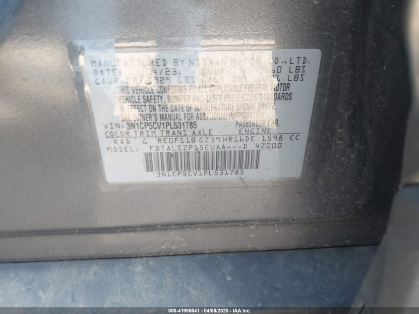 2023 NISSAN KICKS SV XTRONIC CVT - 3N1CP5CV1PL531785