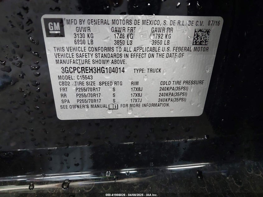 2017 CHEVROLET SILVERADO 1500 1LT - 3GCPCREH3HG104014