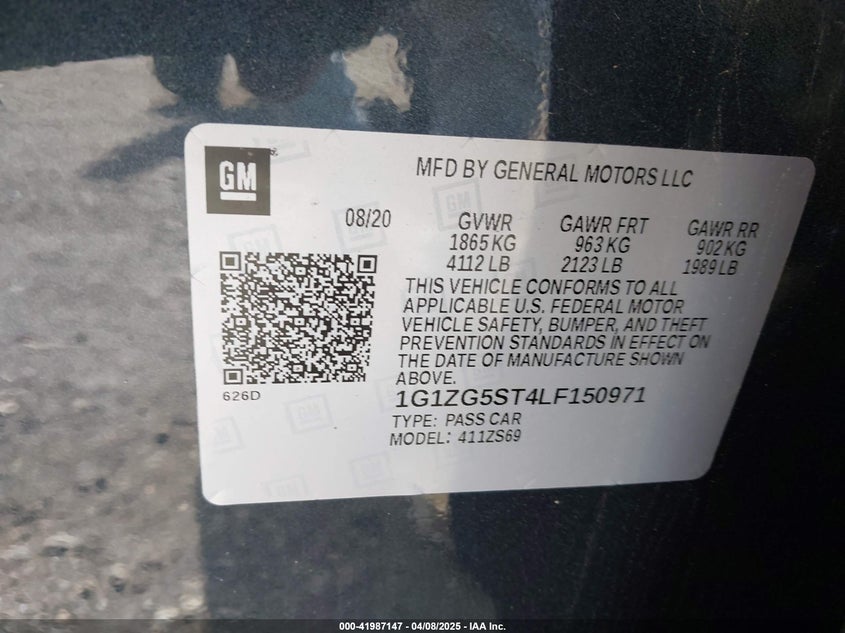 2020 CHEVROLET MALIBU FWD RS - 1G1ZG5ST4LF150971