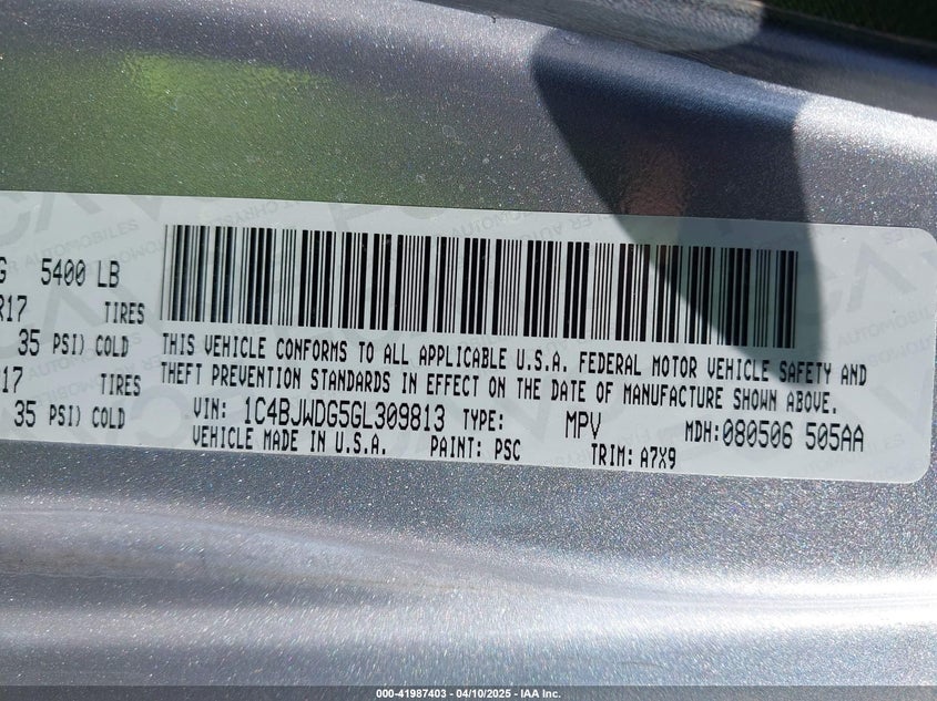 2016 JEEP WRANGLER UNLIMITED VIN: 1C4BJWDG5GL309813