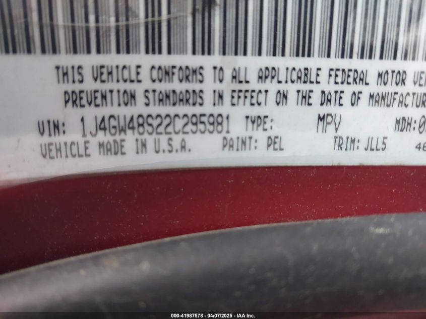 2002 Jeep Grand Cherokee Laredo VIN: 1J4GW48S22C295981 Lot: 41987578