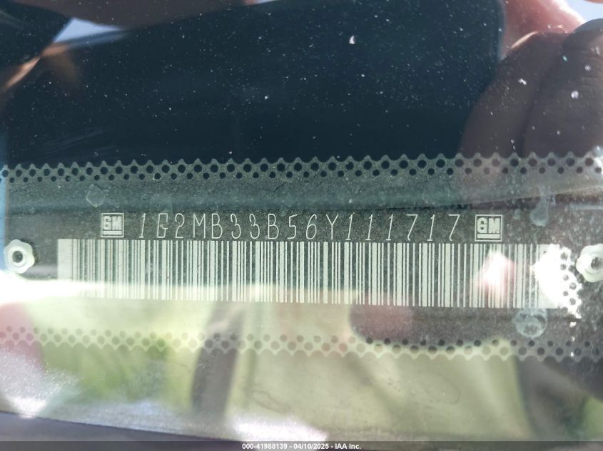 2006 Pontiac Solstice VIN: 1G2MB33B56Y111717 Lot: 43429509