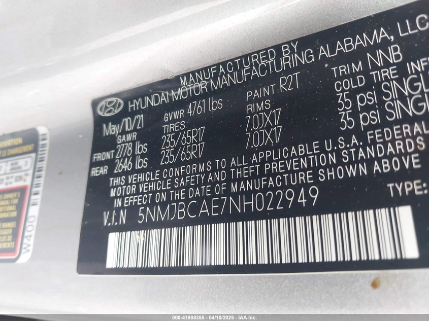 2022 HYUNDAI TUCSON SEL - 5NMJBCAE7NH022949